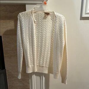 White Chunky Cable-Knit Cardigan